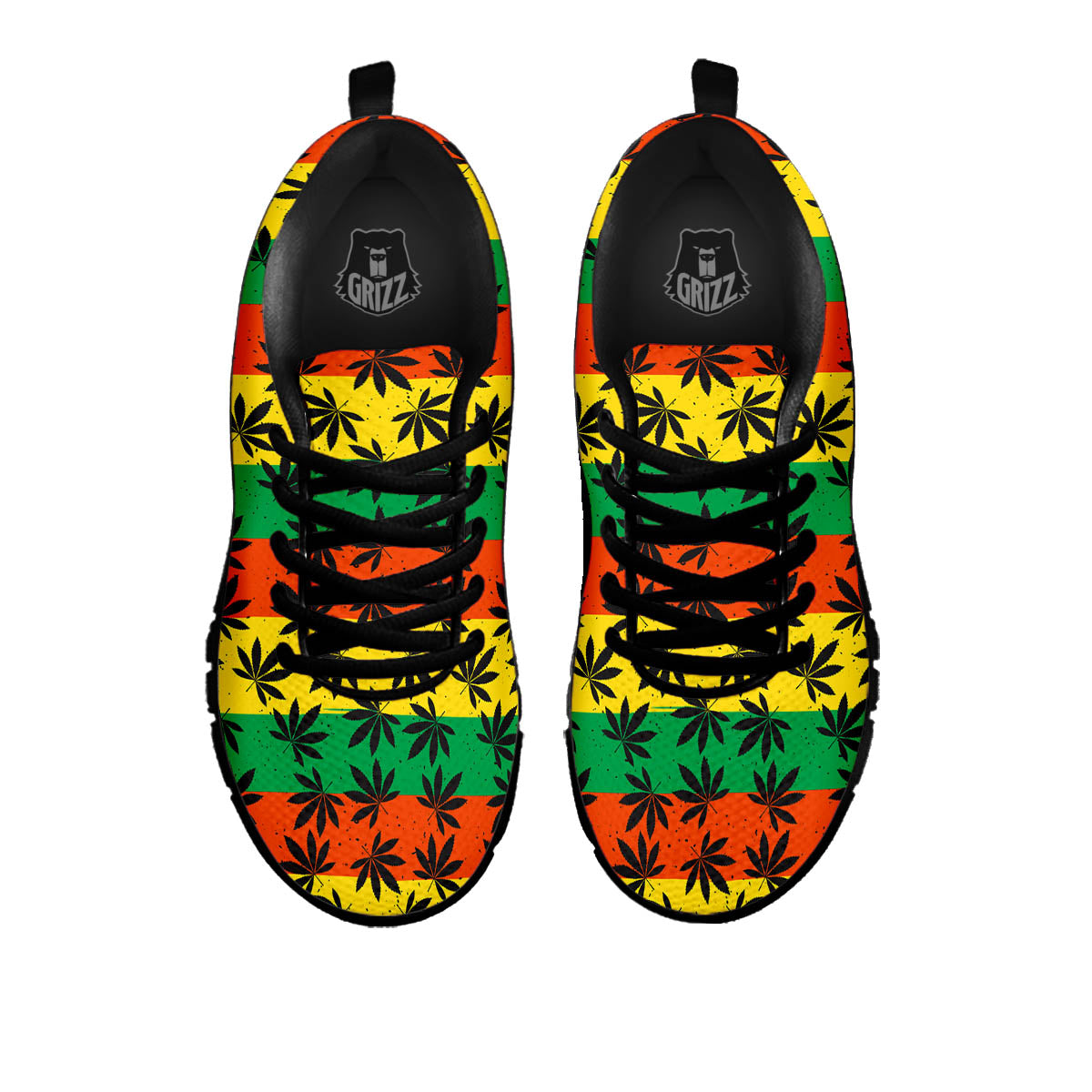 Reggae Hemp Leaves Classic Print Pattern Black Sneaker-grizzshop