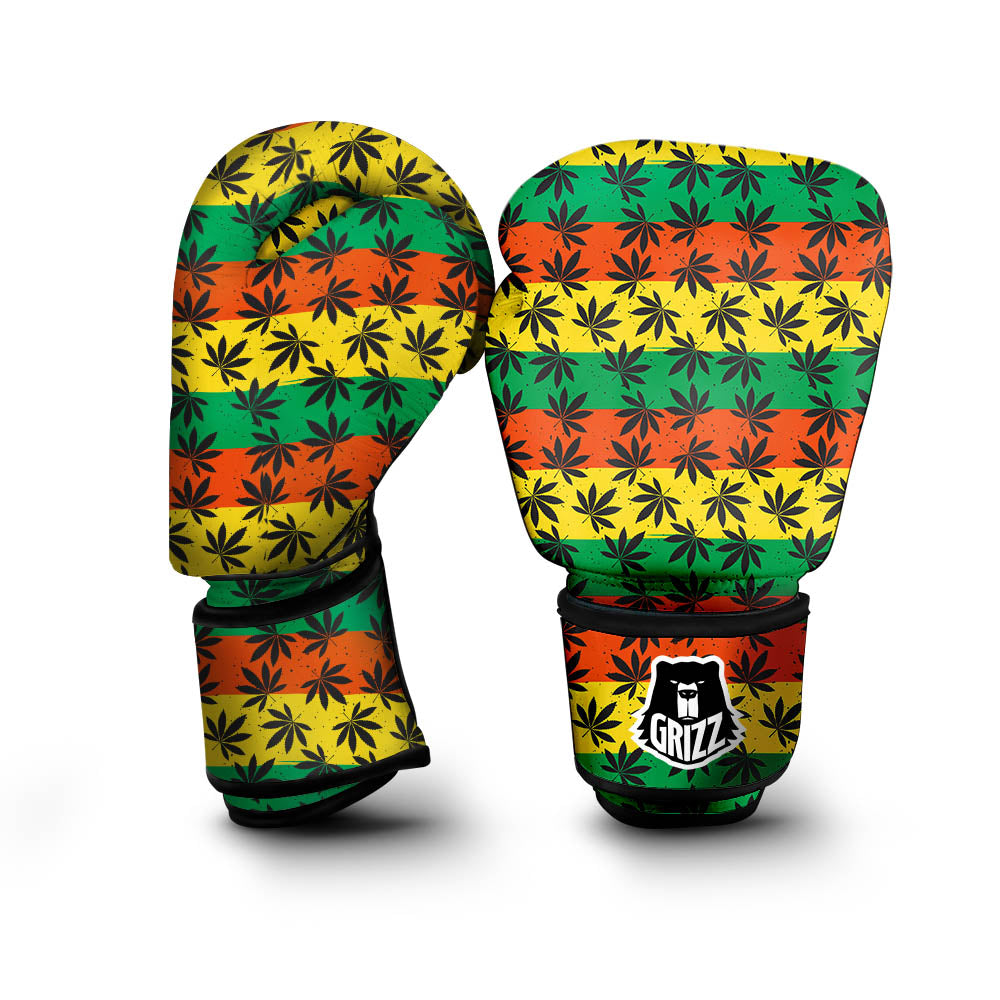Reggae Hemp Leaves Classic Print Pattern Boxing Gloves-grizzshop