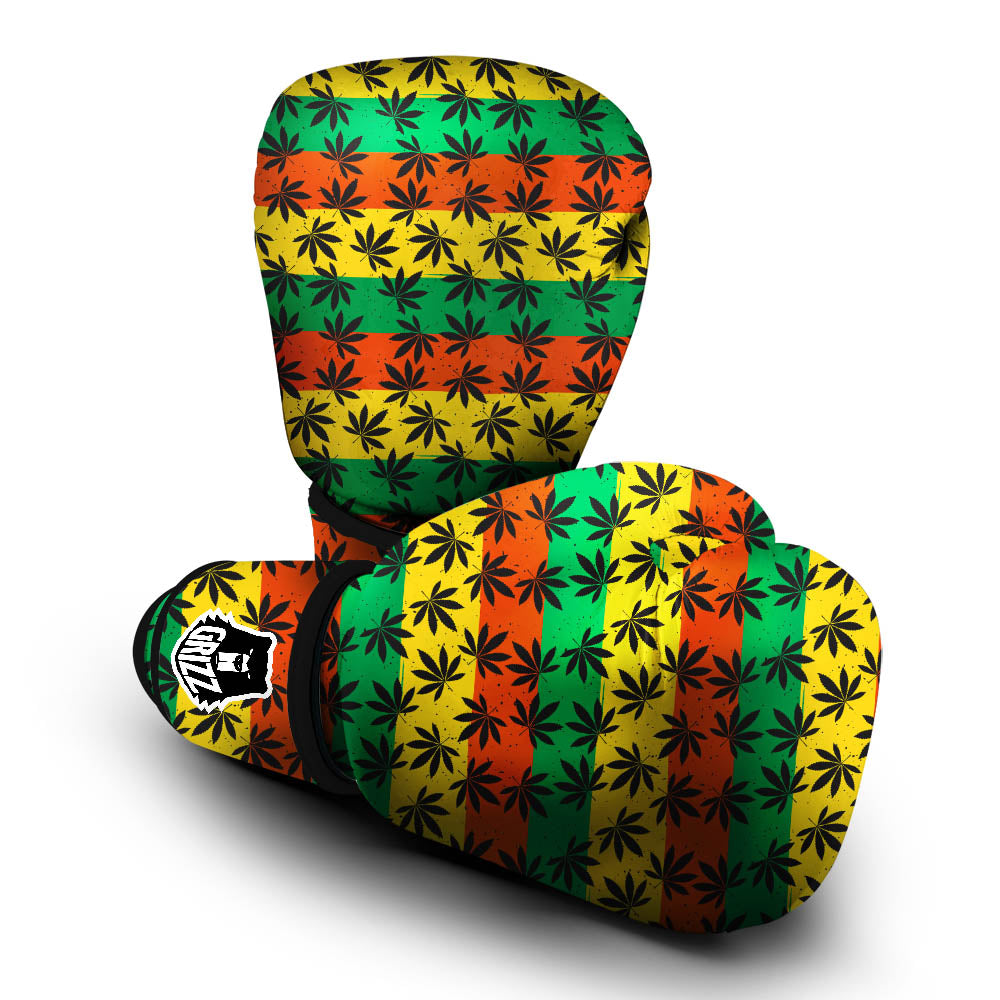 Reggae Hemp Leaves Classic Print Pattern Boxing Gloves-grizzshop