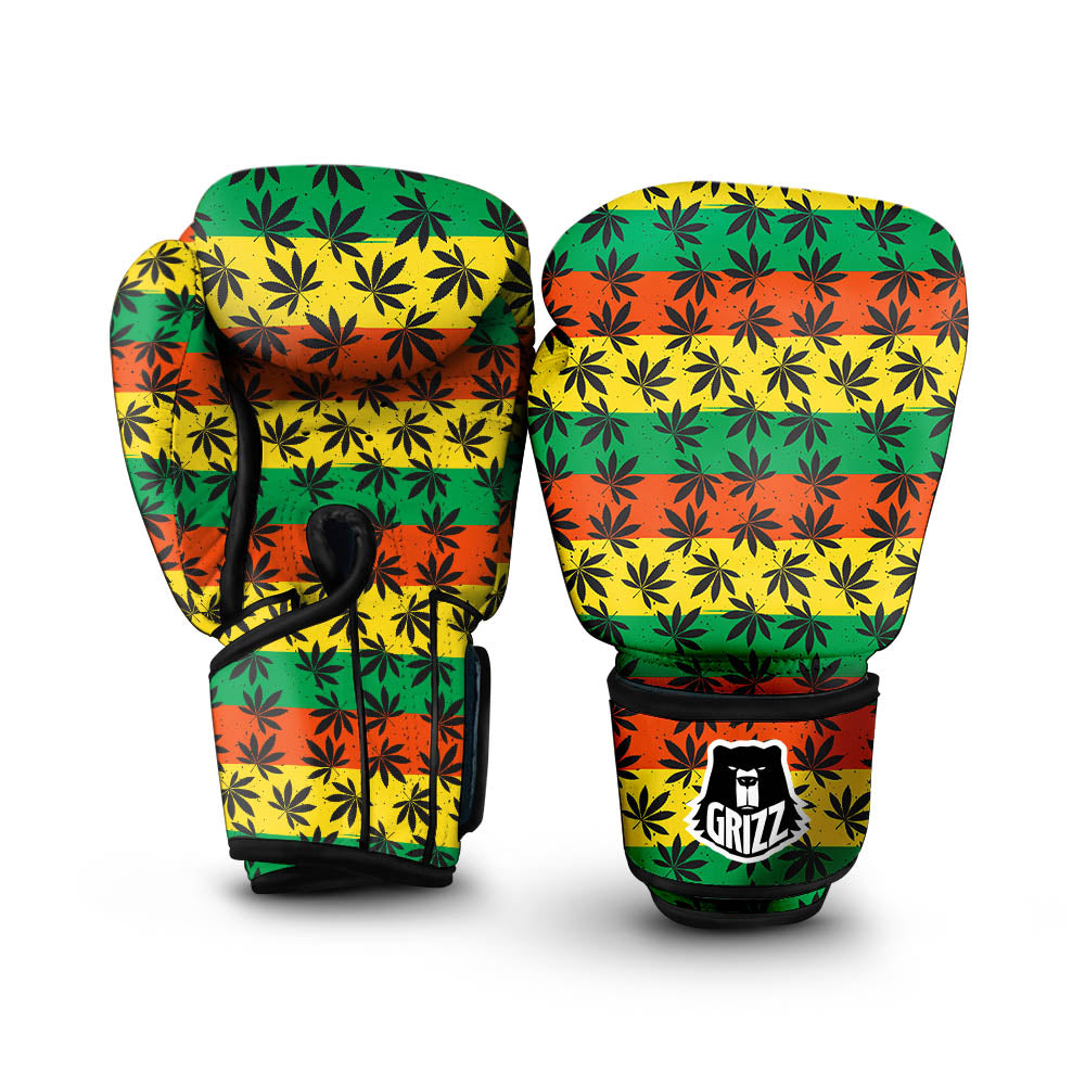 Reggae Hemp Leaves Classic Print Pattern Boxing Gloves-grizzshop