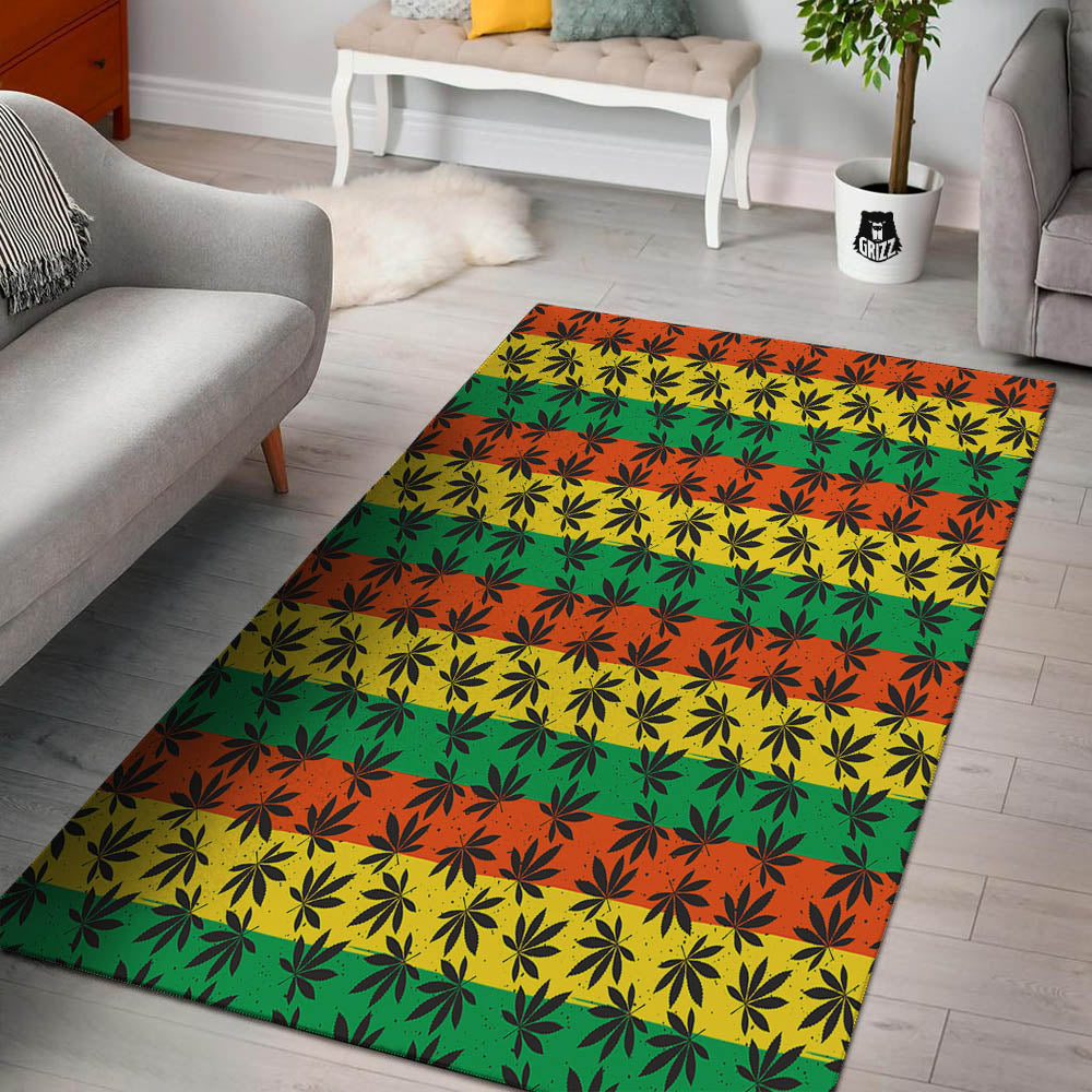 Reggae Hemp Leaves Classic Print Pattern Floor Mat-grizzshop