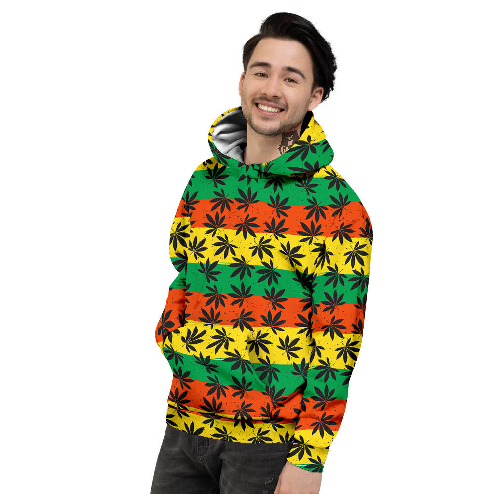 Reggae Hemp Leaves Classic Print Pattern Men's Hoodie-grizzshop
