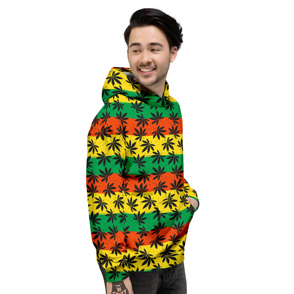 Reggae Hemp Leaves Classic Print Pattern Men's Hoodie-grizzshop
