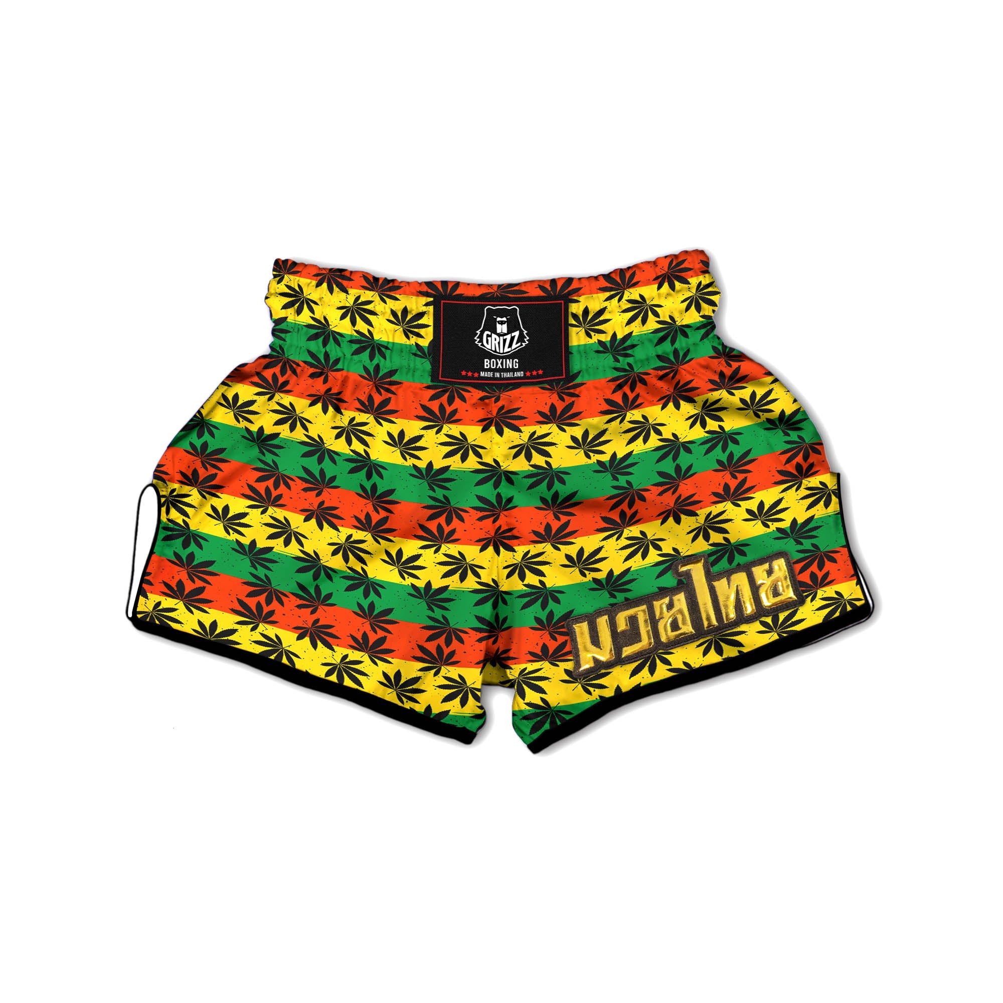 Reggae Hemp Leaves Classic Print Pattern Muay Thai Boxing Shorts-grizzshop