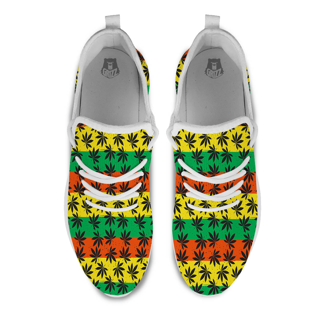 Reggae Hemp Leaves Classic Print Pattern White Athletic Shoes-grizzshop