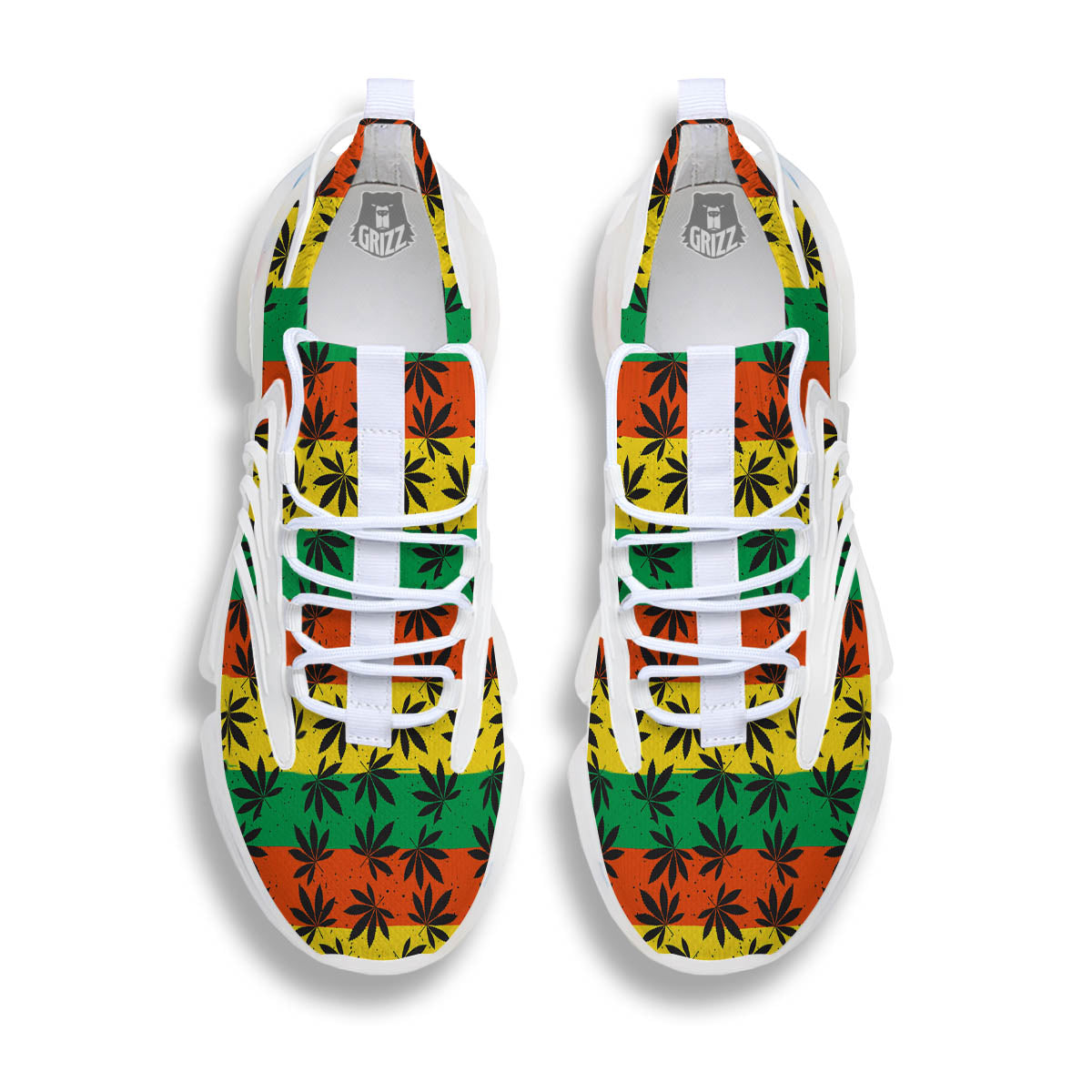 Reggae Hemp Leaves Classic Print Pattern White Gym Shoes-grizzshop