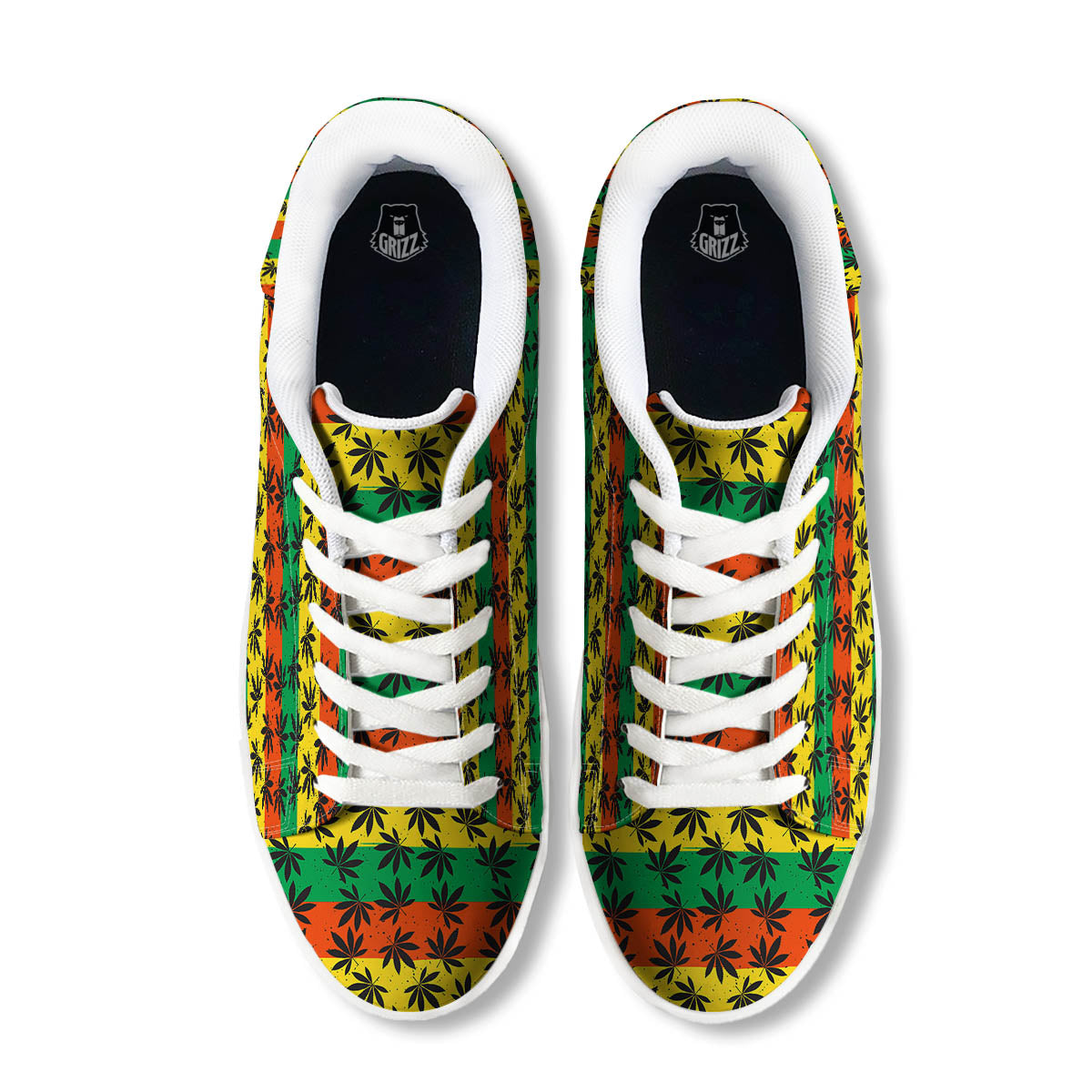 Reggae Hemp Leaves Classic Print Pattern White Low Top Sneakers-grizzshop