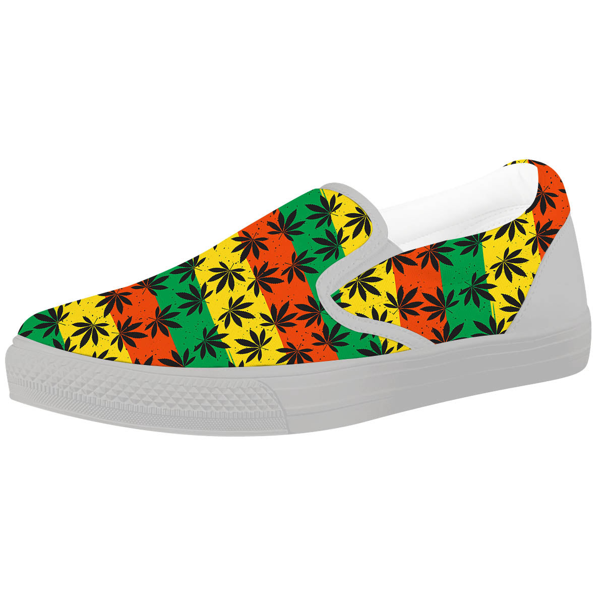 Reggae Hemp Leaves Classic Print Pattern White Slip On Shoes-grizzshop