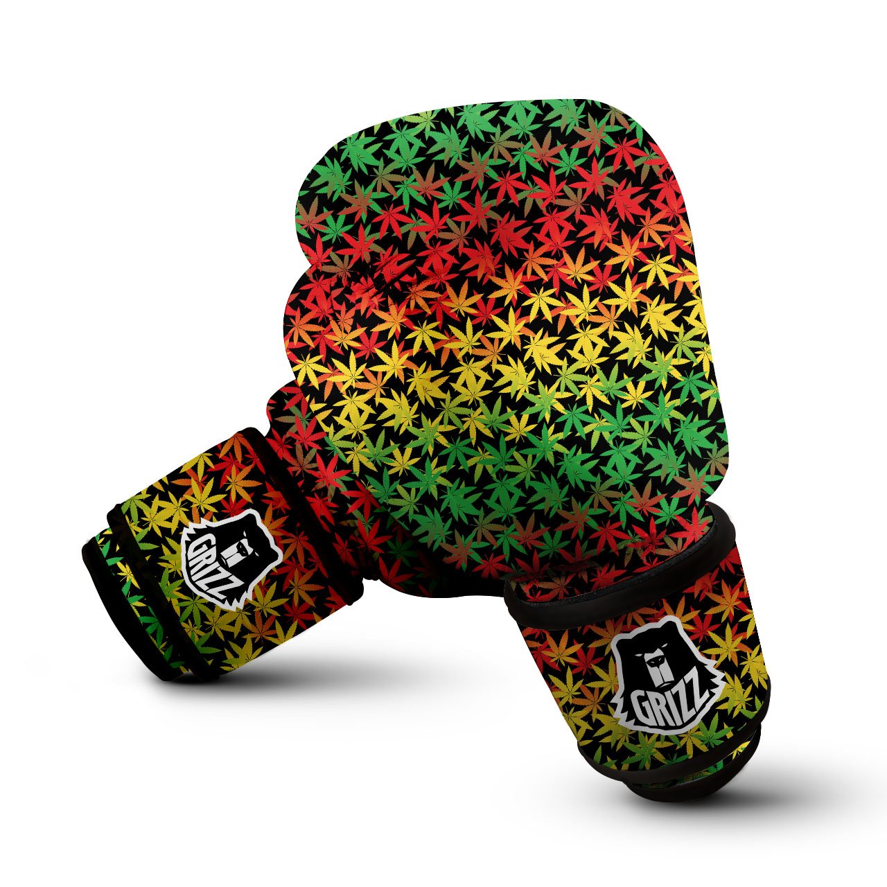 Reggae Hemp Leaves Print Pattern Boxing Gloves-grizzshop