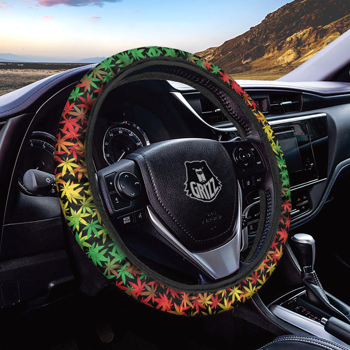 Reggae Hemp Leaves Print Pattern Car Steering Wheel Cover-grizzshop
