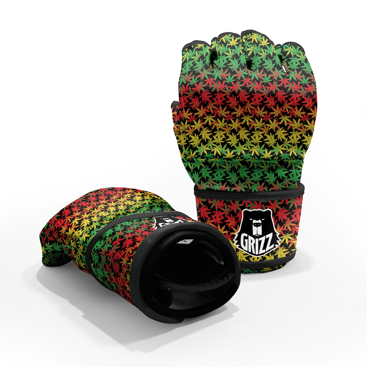Reggae Hemp Leaves Print Pattern MMA Gloves-grizzshop