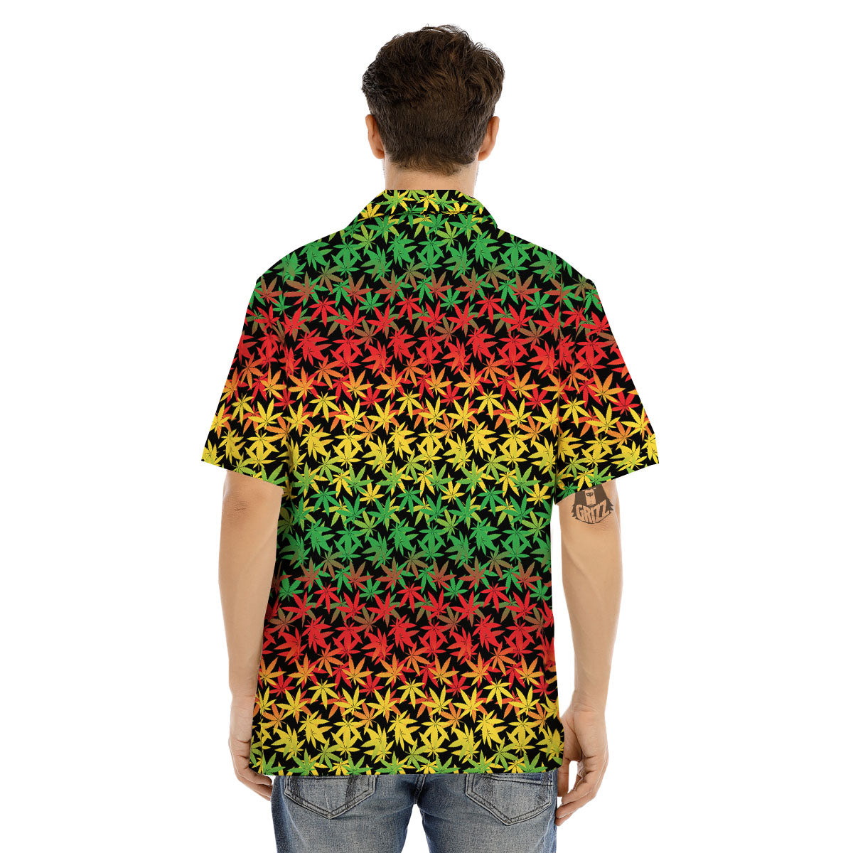 Reggae Hemp Leaves Print Pattern Men's Hawaiian Shirt-grizzshop