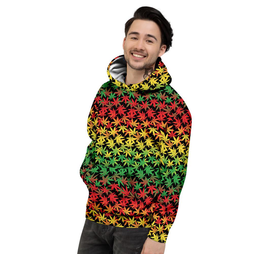 Reggae Hemp Leaves Print Pattern Men's Hoodie-grizzshop