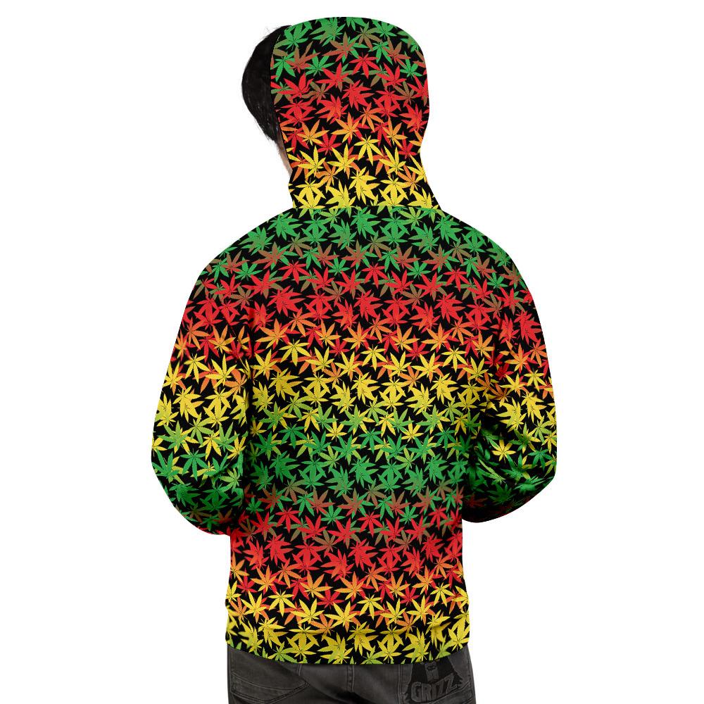Reggae Hemp Leaves Print Pattern Men's Hoodie-grizzshop