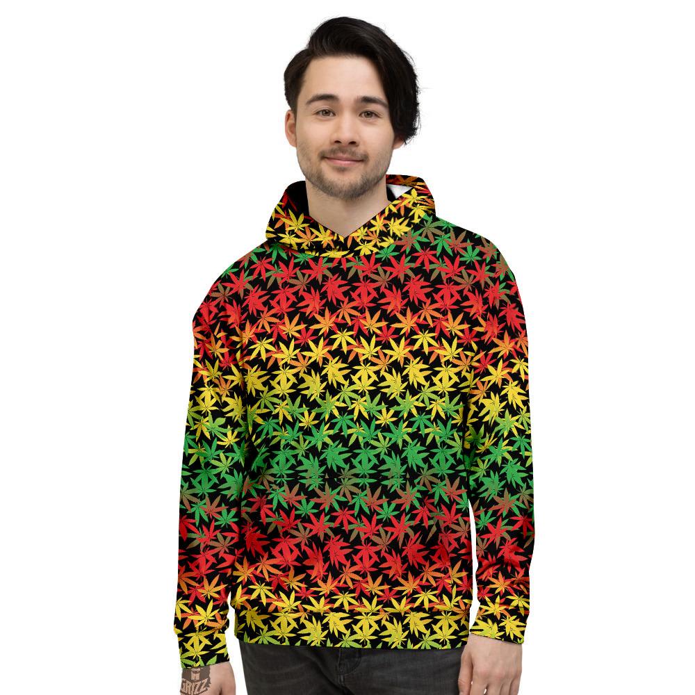 Reggae Hemp Leaves Print Pattern Men's Hoodie-grizzshop
