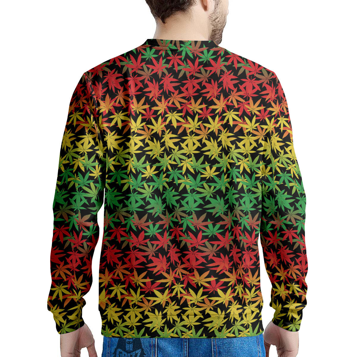 Reggae Hemp Leaves Print Pattern Men's Sweatshirt-grizzshop