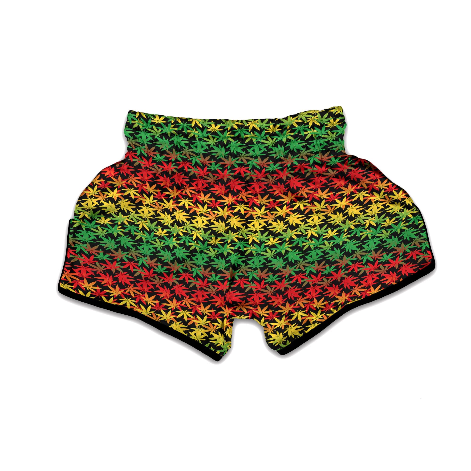 Reggae Hemp Leaves Print Pattern Muay Thai Boxing Shorts-grizzshop
