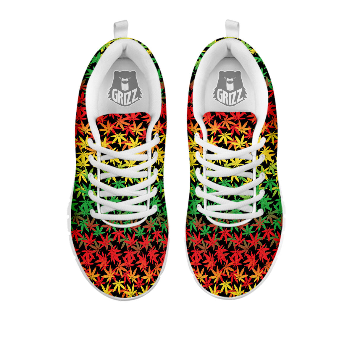 Reggae Hemp Leaves Print Pattern White Sneaker-grizzshop