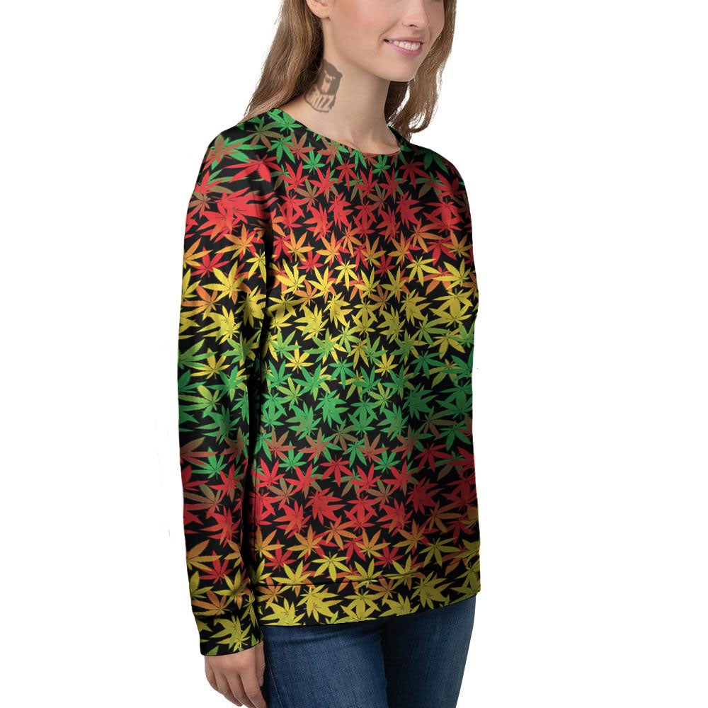 Reggae Hemp Leaves Print Pattern Women's Sweatshirt-grizzshop