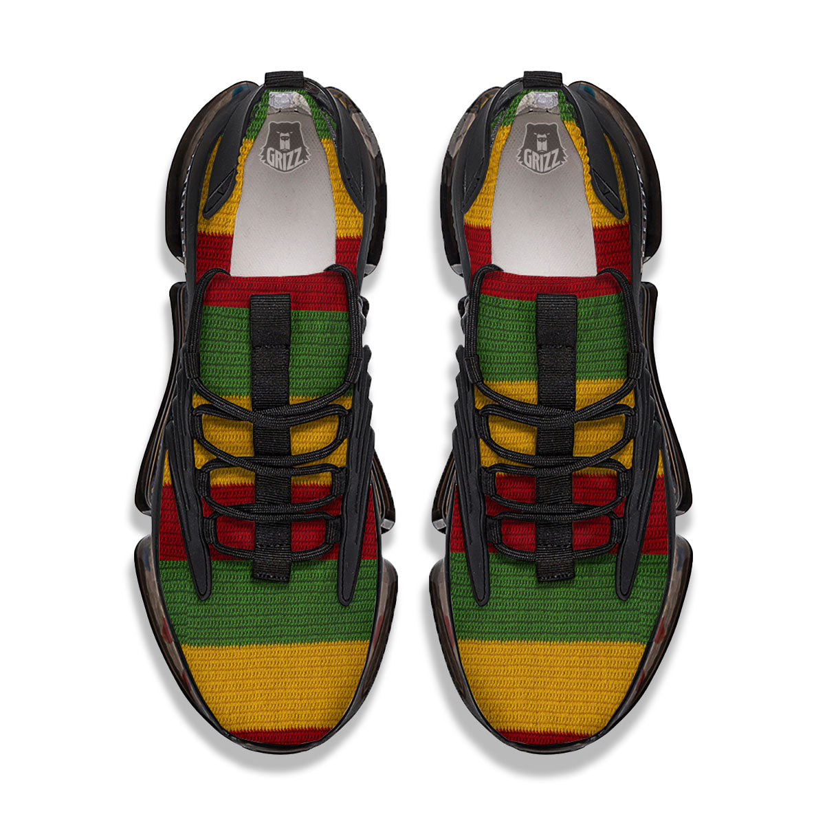Reggae Knitted Print Pattern Black Gym Shoes-grizzshop