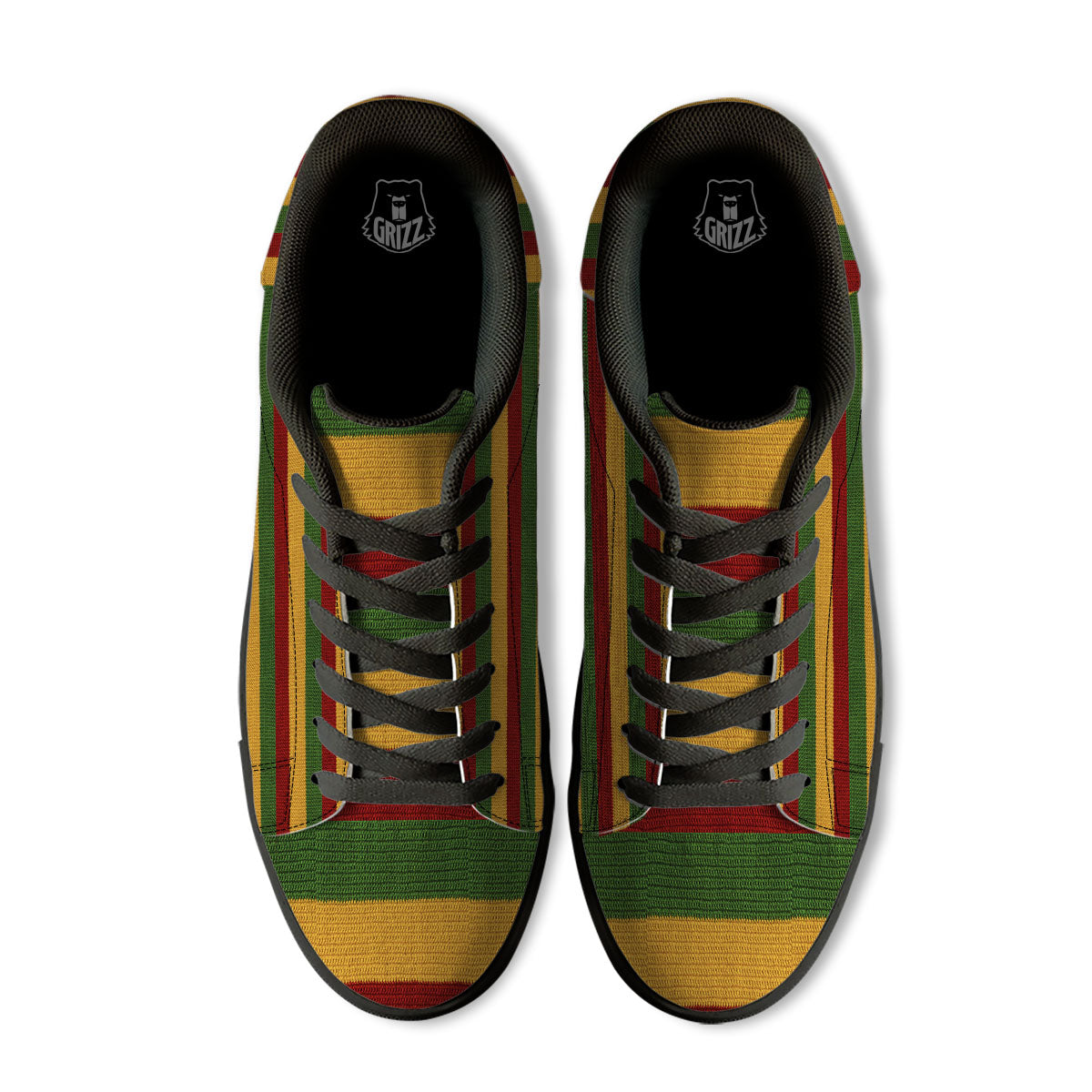 Reggae Knitted Print Pattern Black Low Top Sneakers-grizzshop