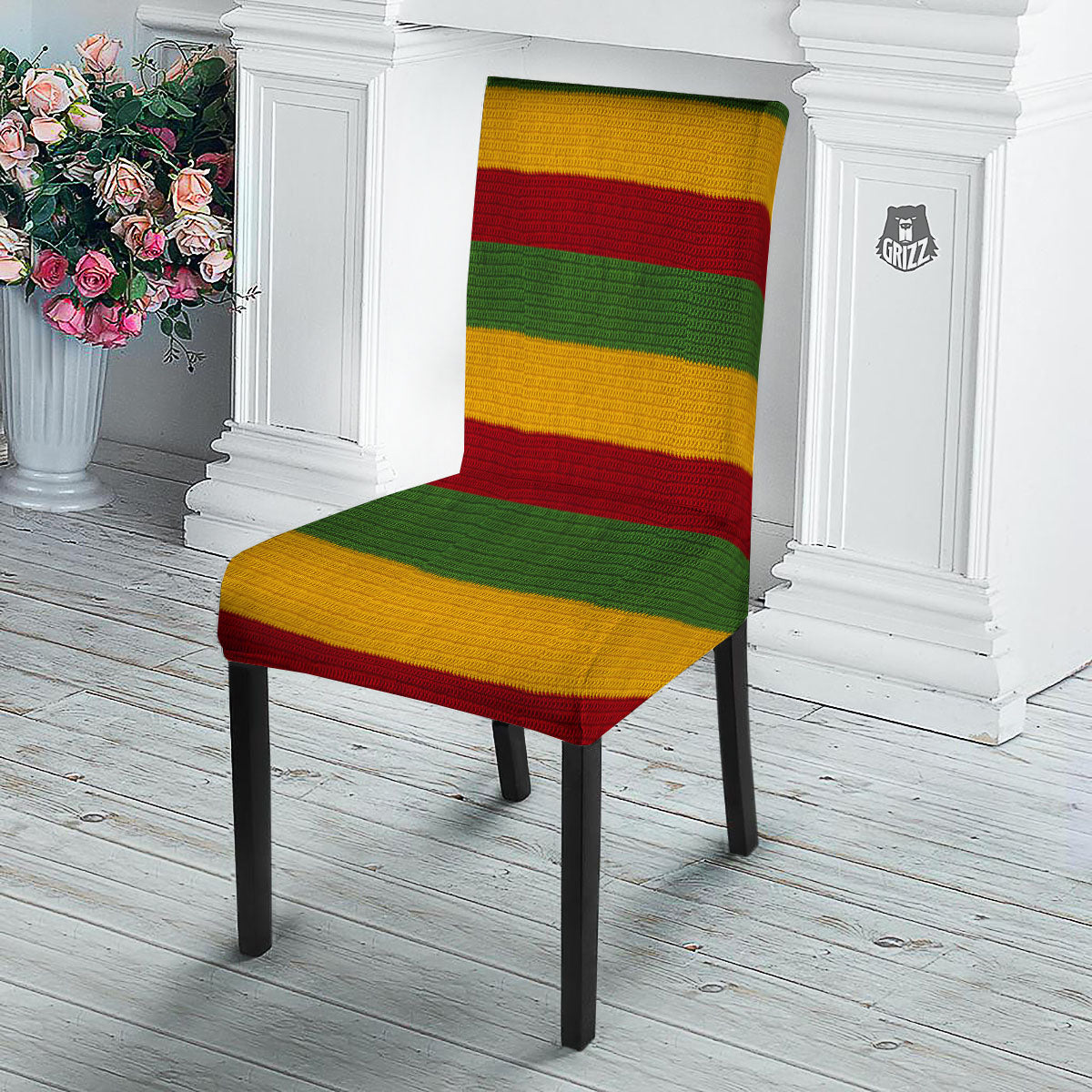 Reggae Knitted Print Pattern Dining Chair Slipcover-grizzshop