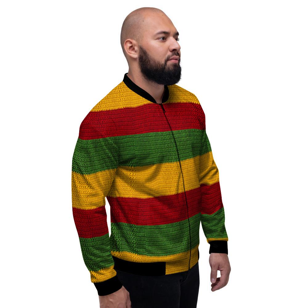 Reggae Knitted Print Pattern Men's Bomber Jacket-grizzshop