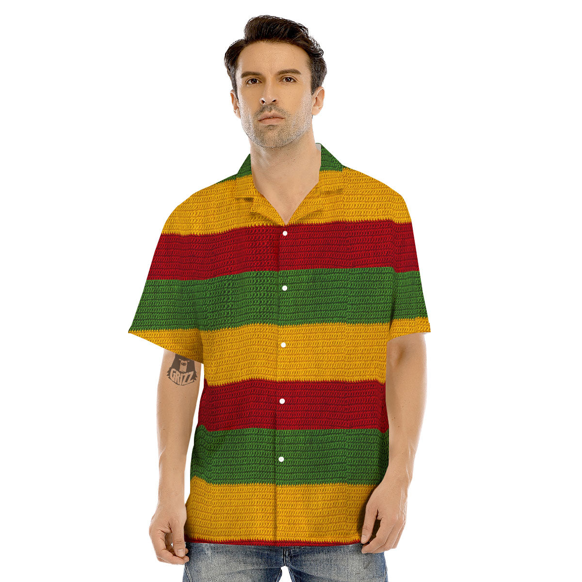 Reggae Knitted Print Pattern Men's Hawaiian Shirt-grizzshop