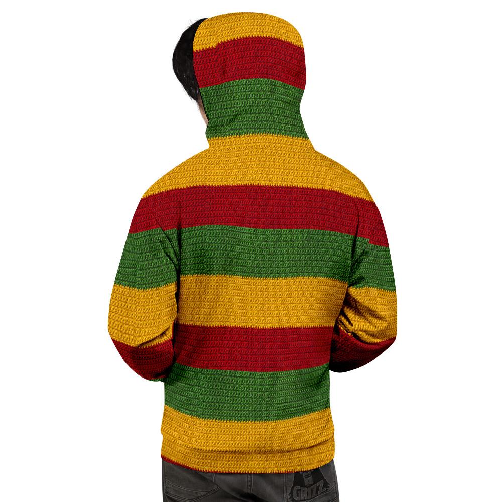 Reggae Knitted Print Pattern Men's Hoodie-grizzshop