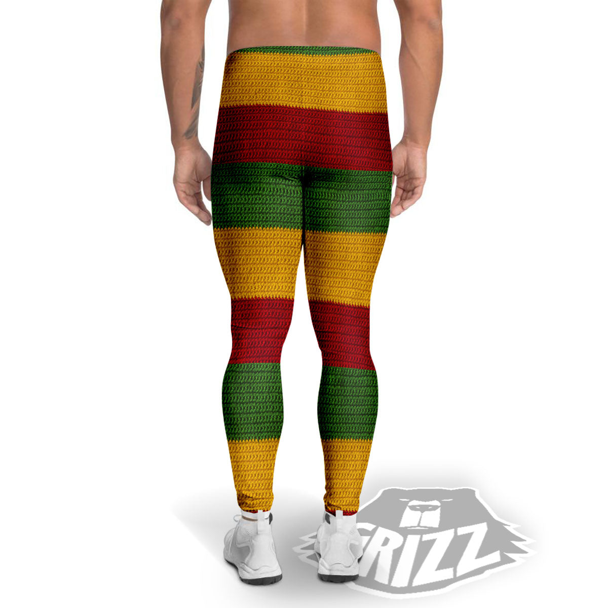 Reggae Knitted Print Pattern Men's Leggings-grizzshop