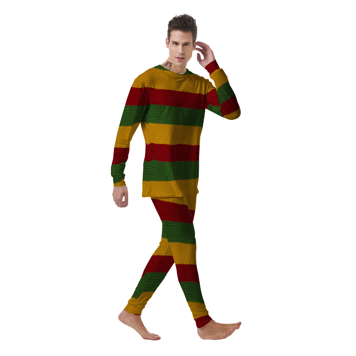 Reggae Knitted Print Pattern Men's Pajamas-grizzshop
