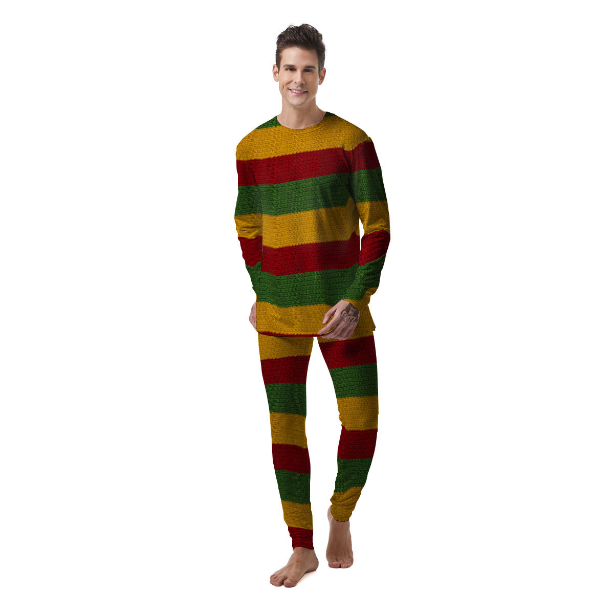 Reggae Knitted Print Pattern Men's Pajamas-grizzshop