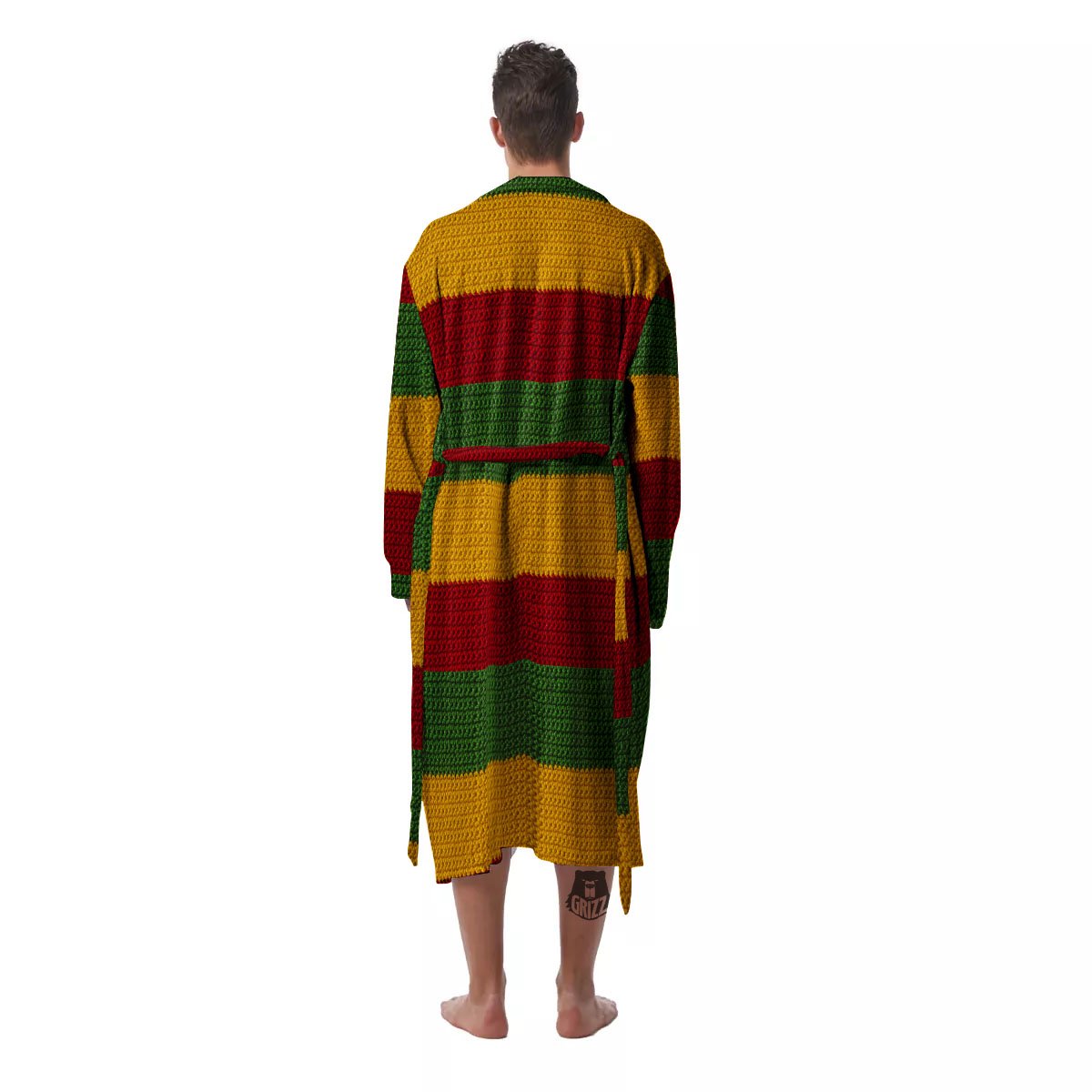 Reggae Knitted Print Pattern Men's Robe-grizzshop