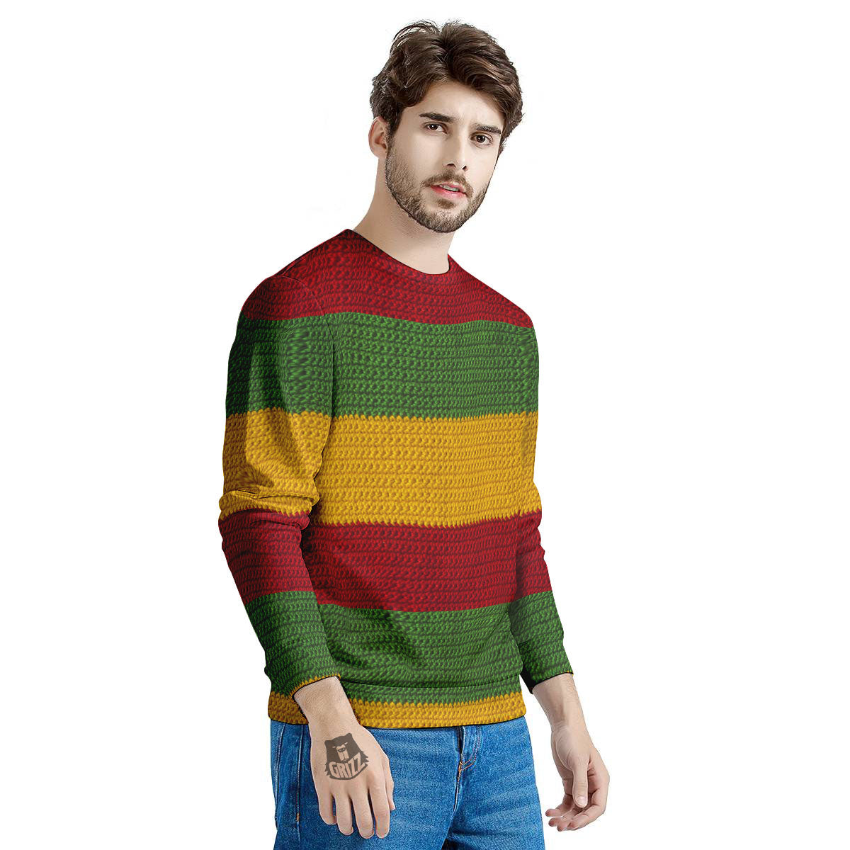 Reggae Knitted Print Pattern Men's Sweatshirt-grizzshop