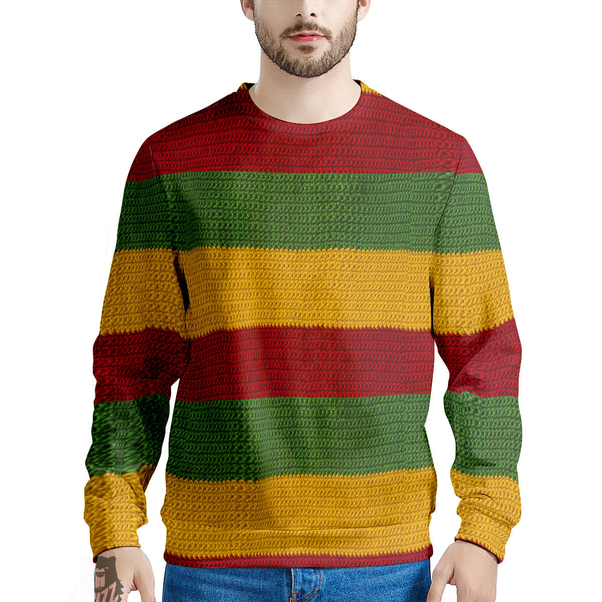 Reggae Knitted Print Pattern Men's Sweatshirt-grizzshop
