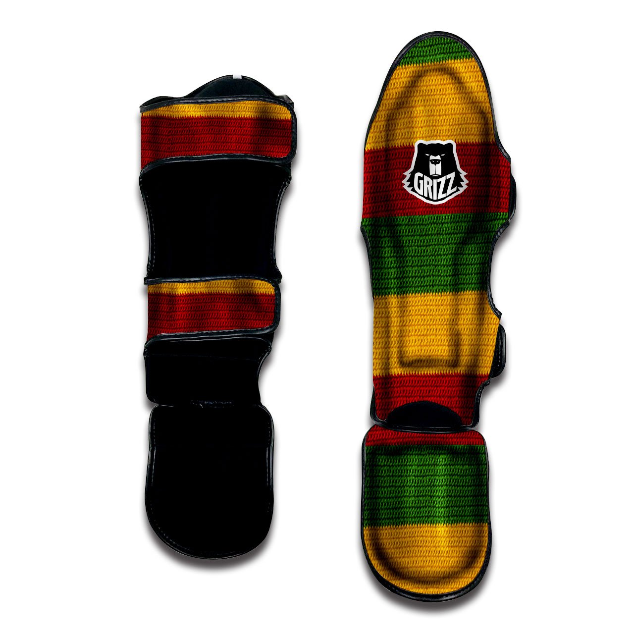 Reggae Knitted Print Pattern Muay Thai Shin Guards-grizzshop