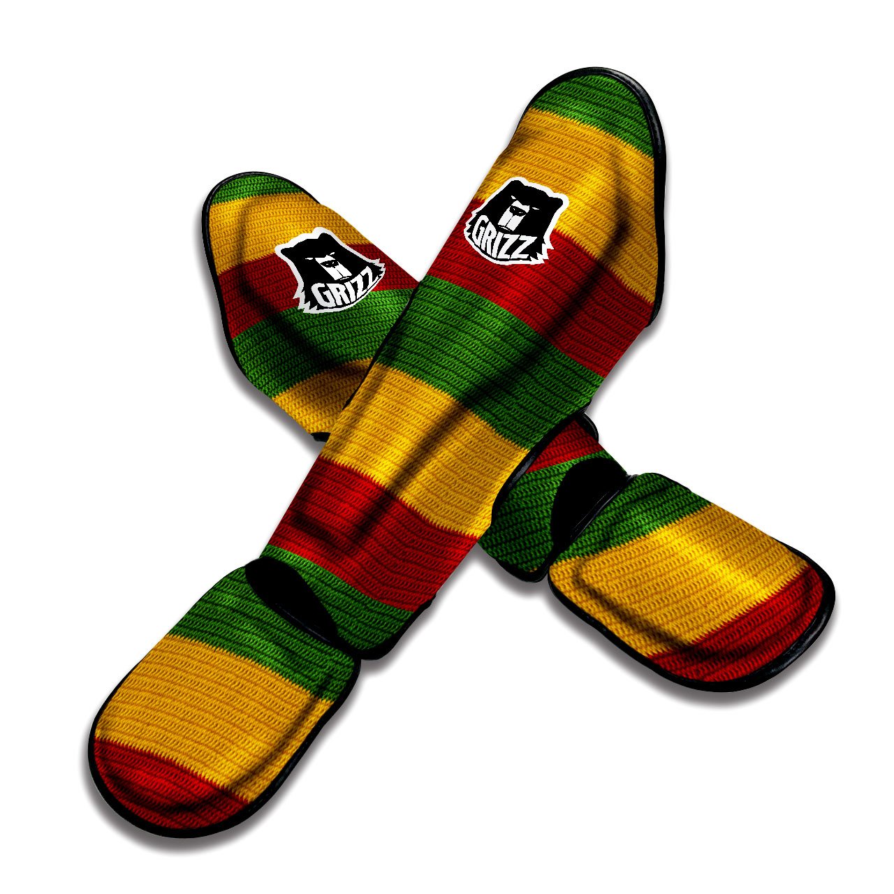 Reggae Knitted Print Pattern Muay Thai Shin Guards-grizzshop