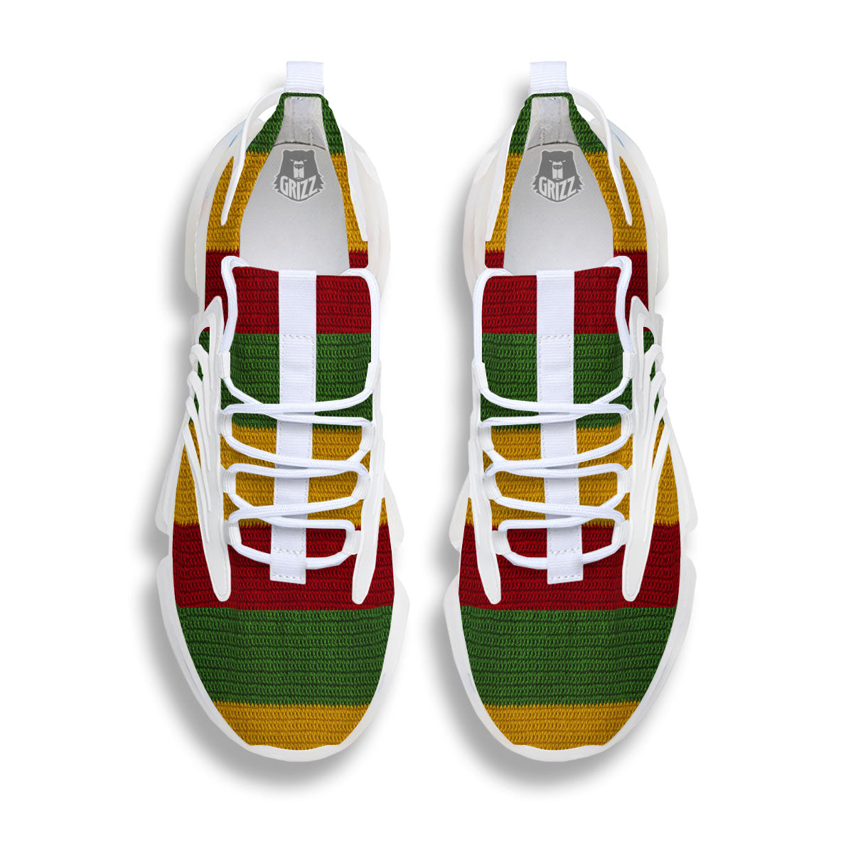 Reggae Knitted Print Pattern White Gym Shoes-grizzshop