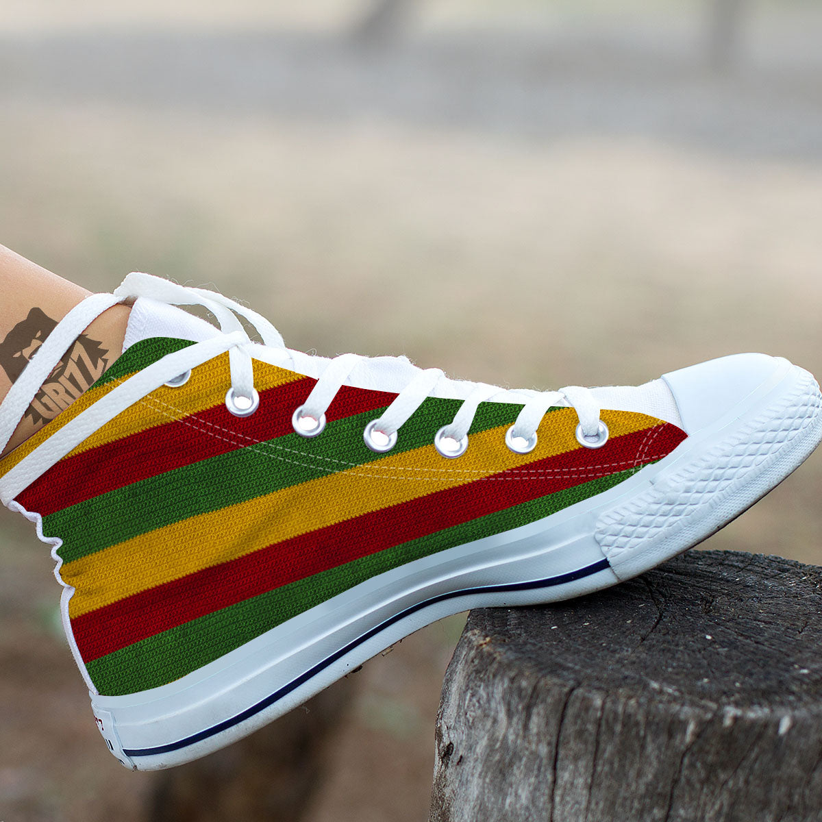 Reggae Knitted Print Pattern White High Top Shoes-grizzshop