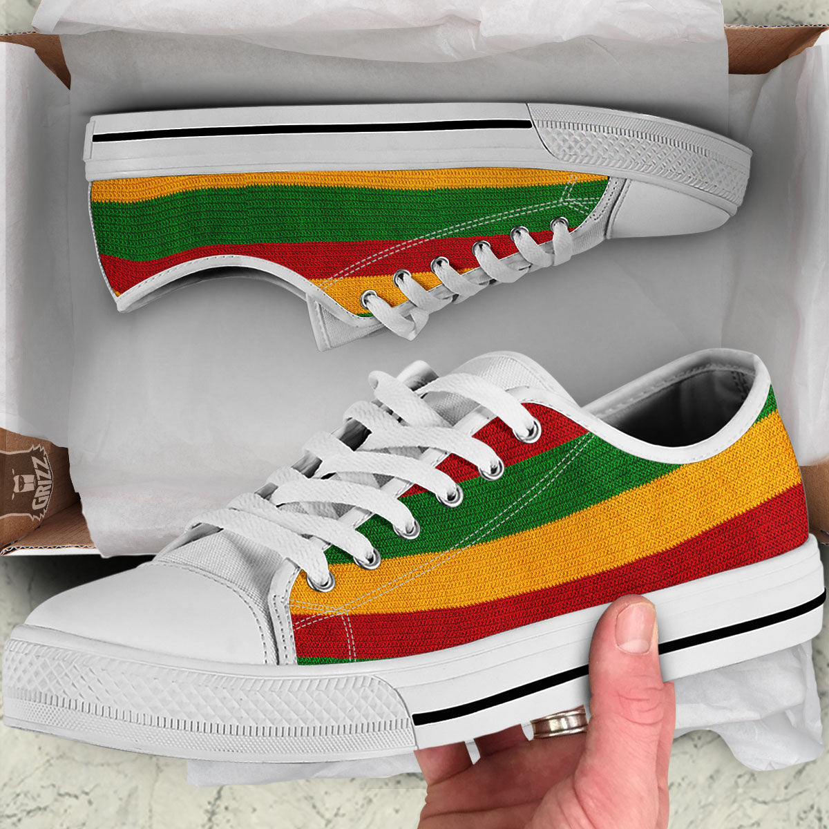 Reggae Knitted Print Pattern White Low Top Shoes-grizzshop