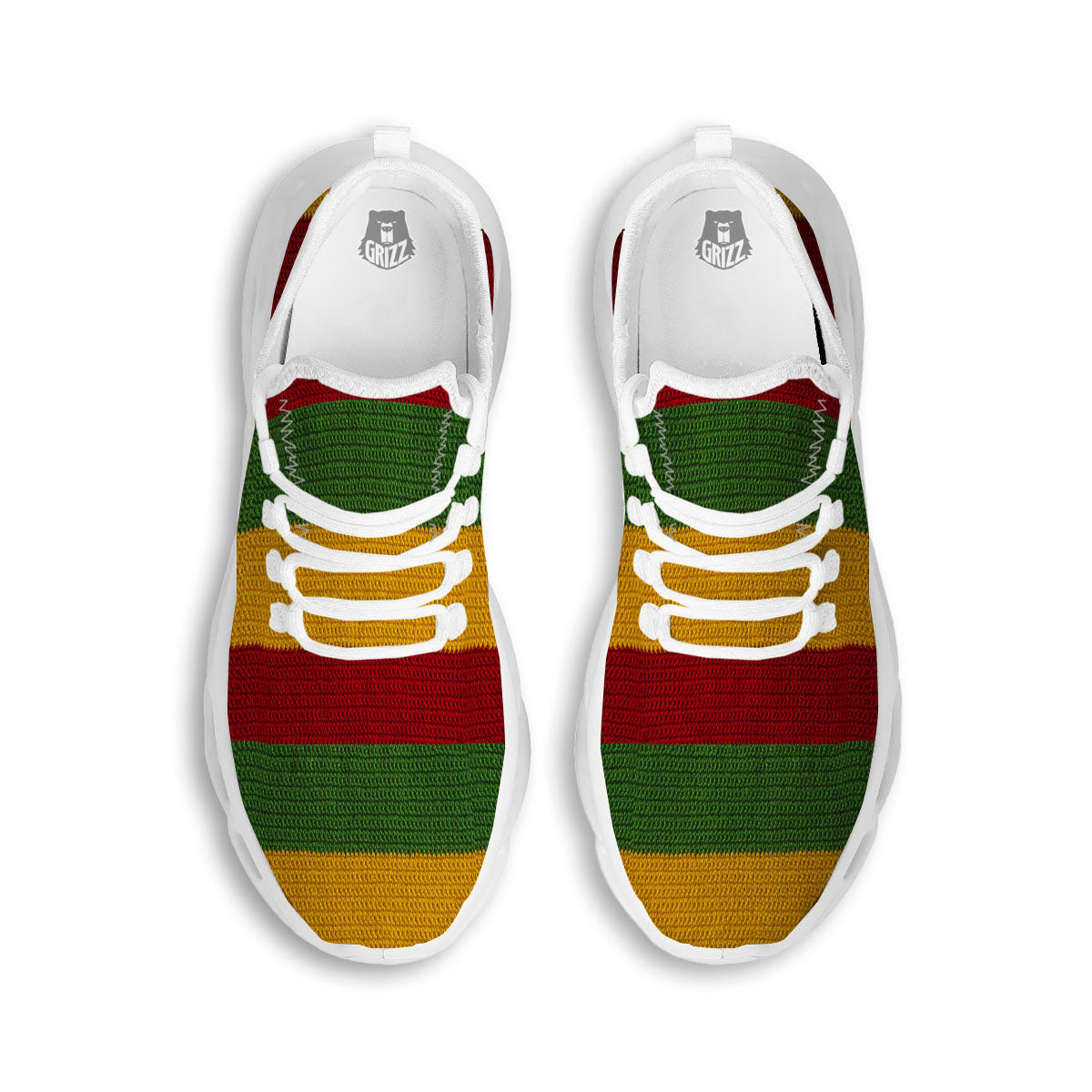 Reggae Knitted Print Pattern White Running Shoes-grizzshop