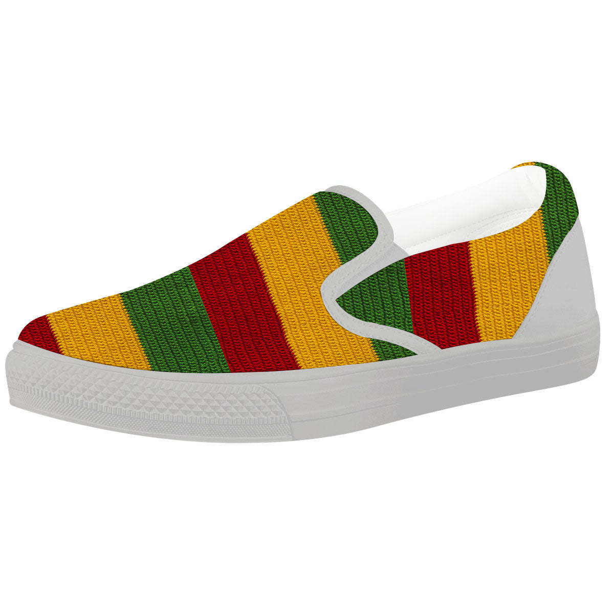 Reggae Knitted Print Pattern White Slip On Shoes-grizzshop