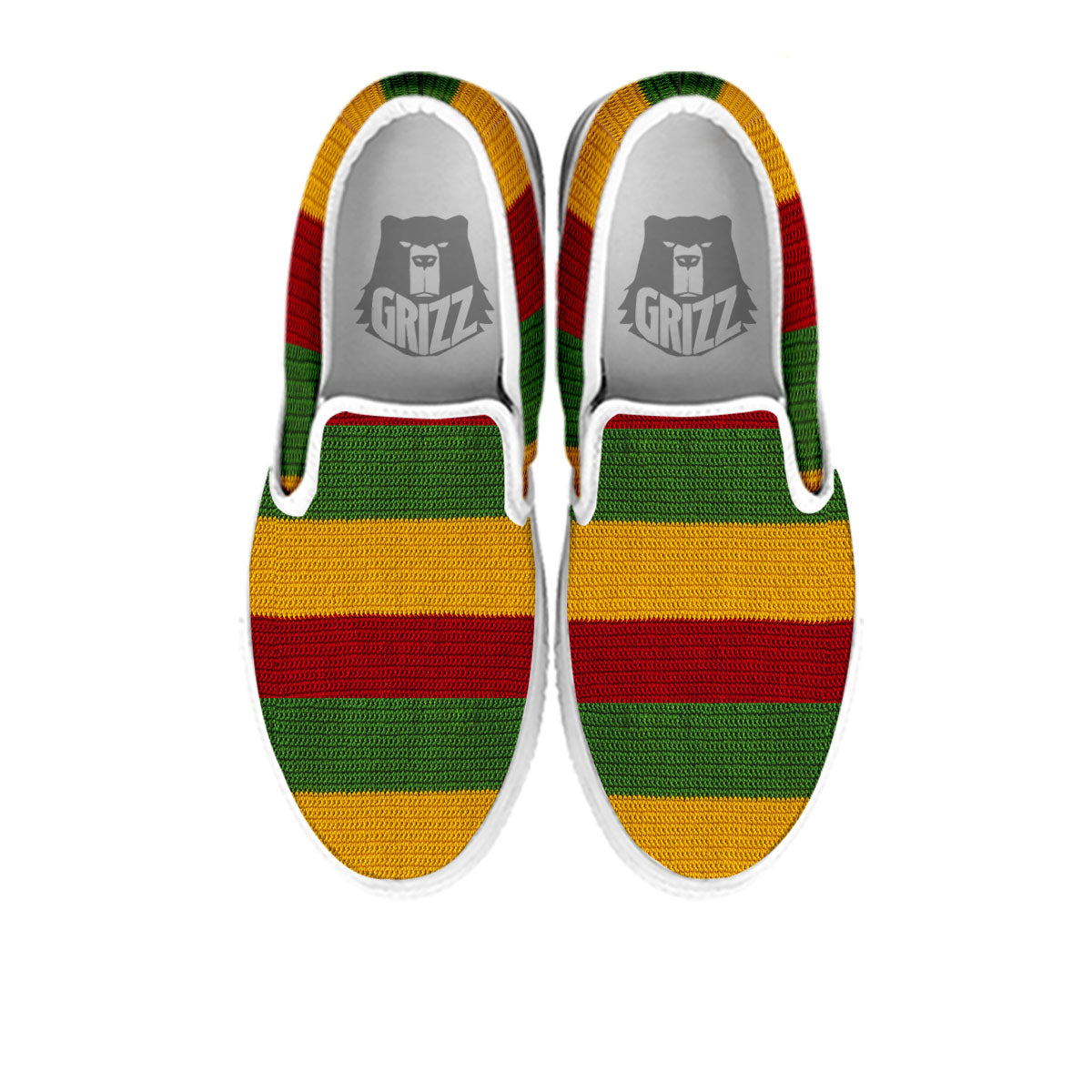 Reggae Knitted Print Pattern White Slip On Shoes-grizzshop