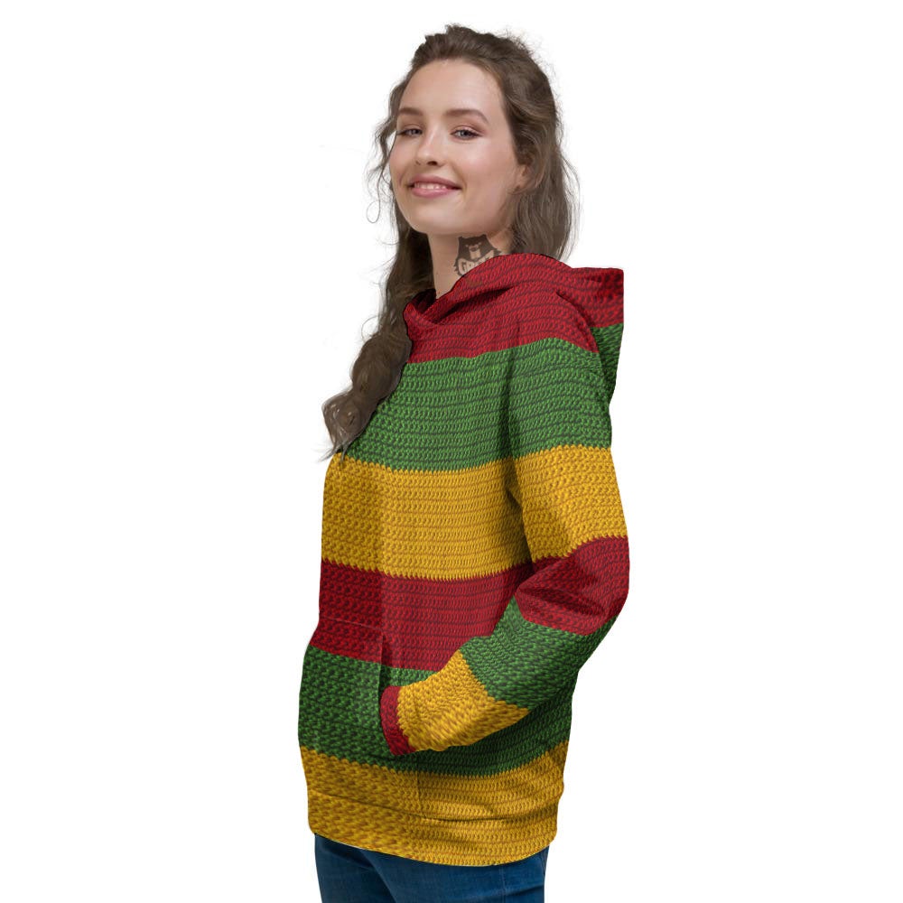 Reggae Knitted Print Pattern Women's Hoodie-grizzshop