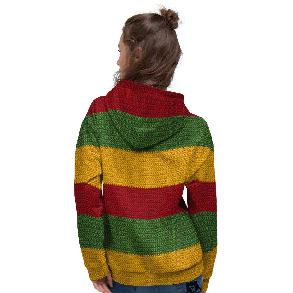 Reggae Knitted Print Pattern Women's Hoodie-grizzshop