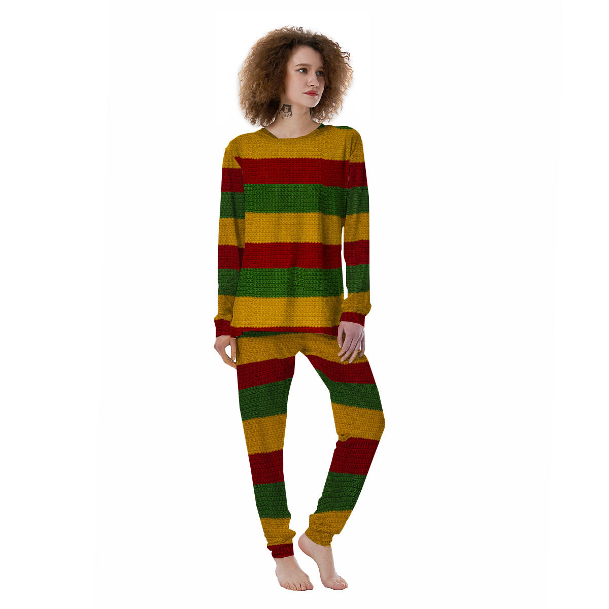 Reggae Knitted Print Pattern Women's Pajamas-grizzshop