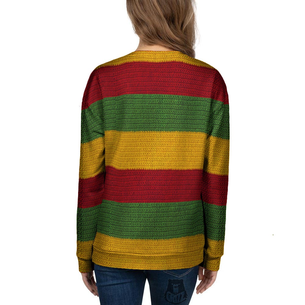 Reggae Knitted Print Pattern Women's Sweatshirt-grizzshop