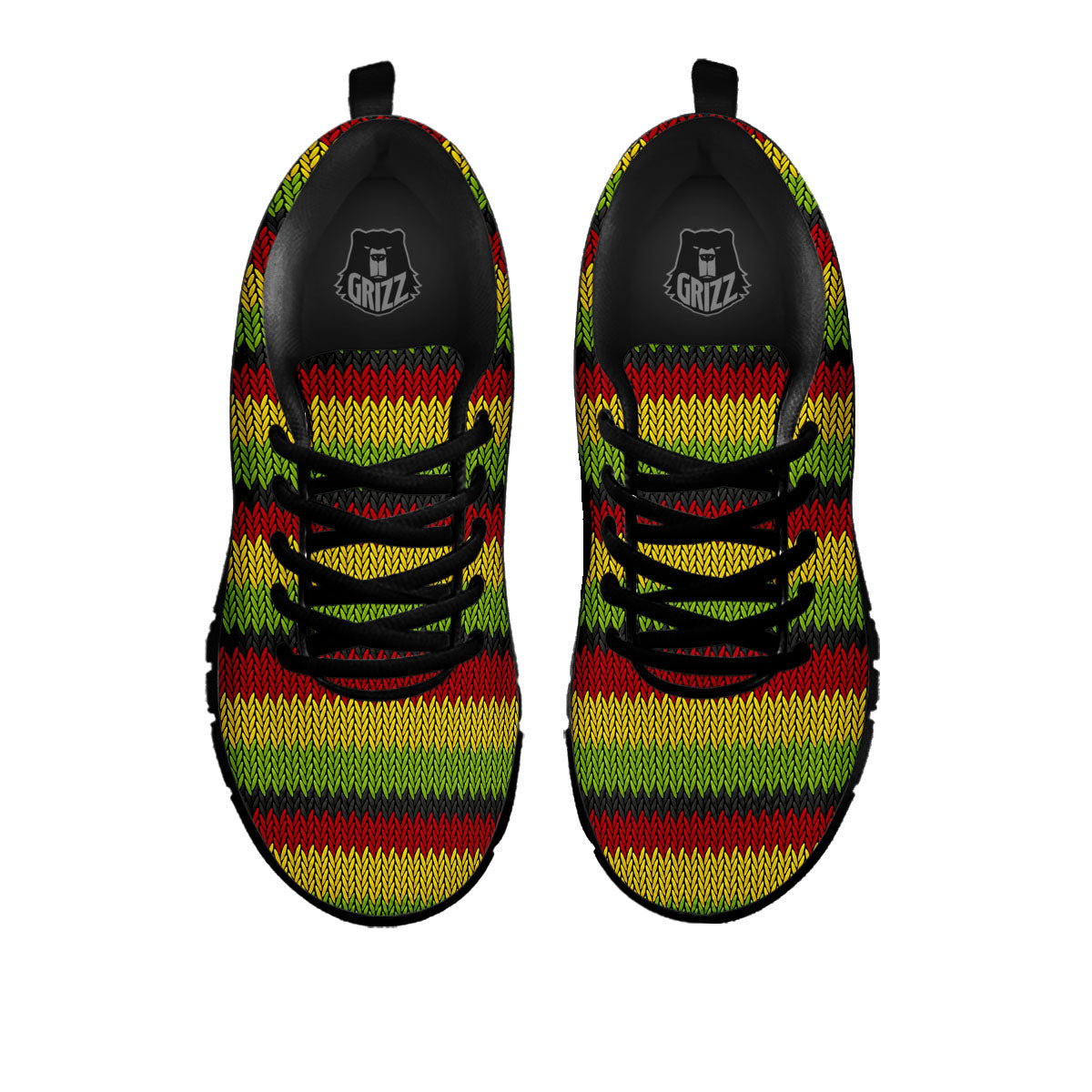 Reggae Knitted Style Print Pattern Black Sneaker-grizzshop