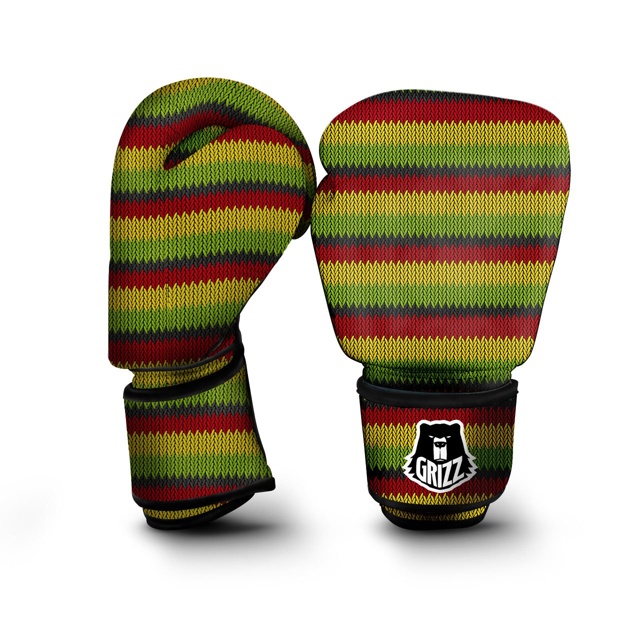 Reggae Knitted Style Print Pattern Boxing Gloves-grizzshop