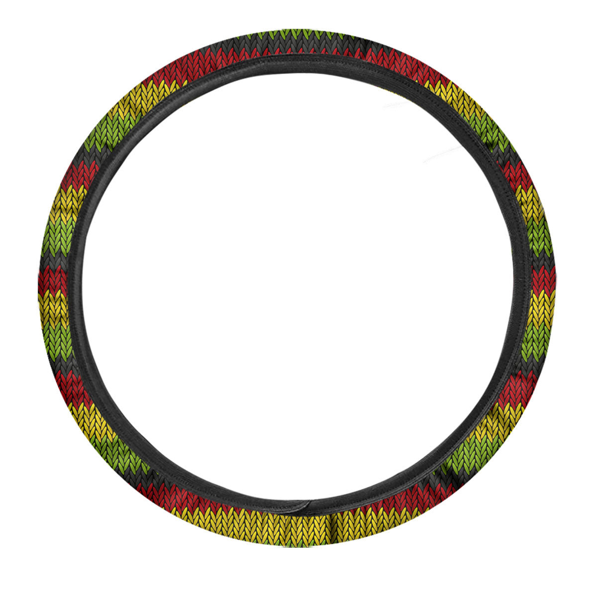 Reggae Knitted Style Print Pattern Car Steering Wheel Cover-grizzshop